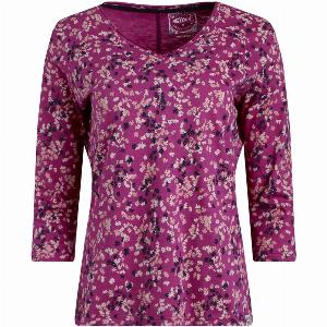 Weird Fish Laveda Organic Cotton Printed Slub Jersey TShirt Dark Raspberry Size 12
