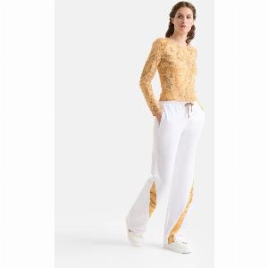 Jogger in felpa garzata stretch con dettagli Geo Classic Gesso