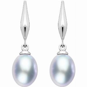 Sterling Silver Grey Pearl Pod Top Drop Earrings