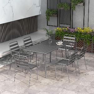 Set da giardino 7 pezzi con tavolo e 6 sedie impilabili ora a 52695