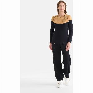 Tshirt in jersey di cotone stretch con inserto Geo Classic Nera