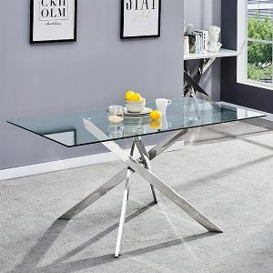Daytona Large Clear Glass Dining Table With Chrome Legs
