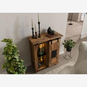Commode en bois de Manguier  Bois de récupération 75x36x90 naturel laqué RAILWAY LUX 140