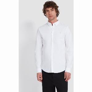 Brewer Slim Fit Organic Cotton Oxford Shirt in White now 65 was 75