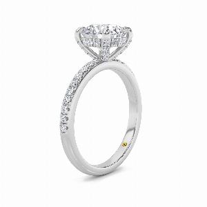 Aurelia Half Coverage Hidden Halo Round Lab Grown Diamond Engagement Ring  18K White Gold 1 13 CT TW