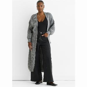 Enjoy 35 Discount on a Dark Grey Chunky Knit Long Cardigan
