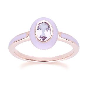 Siberian Waltz Violet Enamel  Pink Amethyst Ring in 18ct Rose Gold Now 66