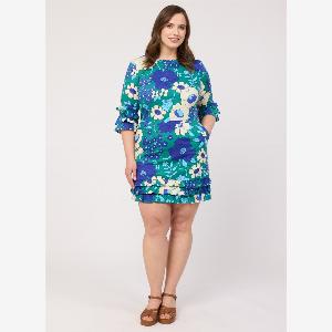 Joanie Clothing Katy Blue Floral Print Ruffle Sleeve Mini Dress US 10