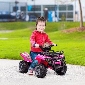 HOMCOM Kids Electric ATV RideOn Toy 6V BatteryPowered Quad Bike with Working Headlights for Toddlers 1836 Months Pink   Aosom UK