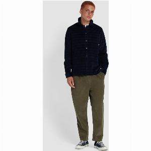 Hawtin Relaxed Tapered Fit Cord Drawstring Trousers In Olive Green