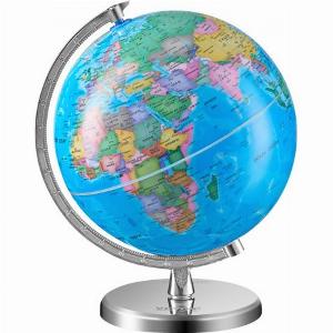 VEVOR Rotating World Globe with Stand 8 in2032 mm Educational Geographic Globe with Precise Time Zone ABS Material 360 Spinning Globe for Kids Children Learning Classroom Geography Education Map Language English