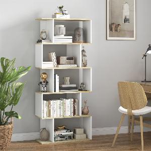 Bibliothèque scandinave HOMCOM 5 étagères bois et blanc 39  à 8590