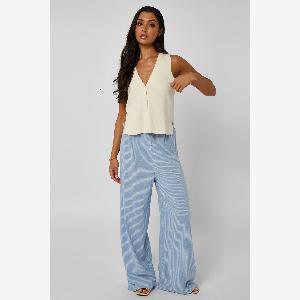 Urban Bliss Blue LinenLook Elasticated Wide Leg Trouser   12