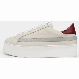 AW25 Limited Edition Gaia Platform Trainers Stone Red Grey Leather