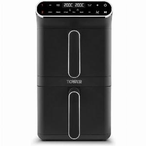 Tower T17190 Vortx 11L Dual Layer Air Fryer  Black with Chrome Trim