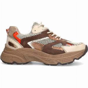 Jetzt 29 sparen Braune Ledersneaker mit Bronzeakzenten