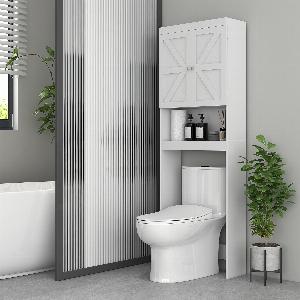HOMCOM Armoire de rangement dessus des toilettes meuble de salle de bain placard 2 portes étagère 585L x 23l x 170H cm blanc