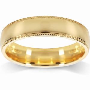 18ct Yellow Gold 5mm Milgrain Edge Wedding Ring  Ring Size S