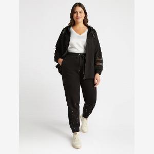 Fiorella Rubino  Joggers ricamati con strass Donna Nero Taglia XS 4446 IT