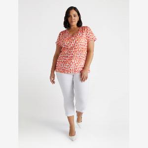 Fiorella Rubino  Blusa stampata con scollo a V Donna Arancione Taglia 39 48 IT