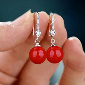 Orecchini pendenti con perle imitazione goccia dacqua color argento moda per donna Eleganti orecchini a bottone con perle finte rotonde brillanti 3