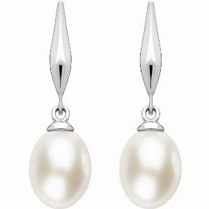 Sterling Silver White Pearl Pod Top Drop Earrings