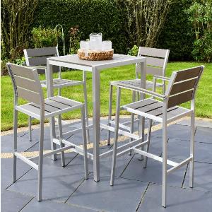 SAC Deluxe Brushed Nickel 5pc Outdoor Furniture Bar Set