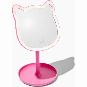Miroir lumineux en forme de chat rose de la marque Claire