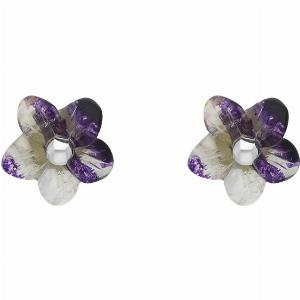Sterling Silver Blue John Tuberose 8mm Pansy Stud Earrings