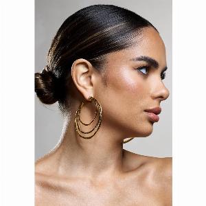Trilogy  Gold Layered Hoop Earrings