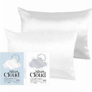 Silver Cloud White Silver Satin Pillowcase Twinpack