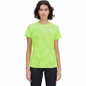 Tshirt New Balance Q Speed Jacquard à Manches Courtes Vert Lima Femme Taille XS