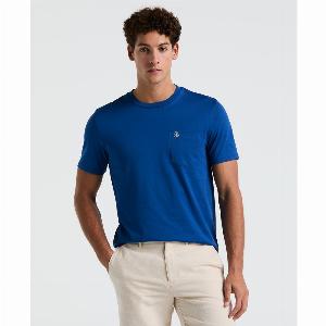 Supima Sticker Pete Pocket TShirt In Blue Quartz