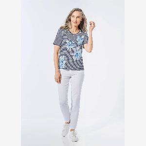 Shirt in maritimem Look  marine  gemustert  Gr 46 von Goldner Fashion