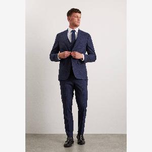 Mens Navy Marl Tailored Fit Suit Jacket