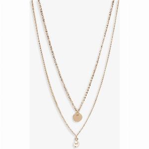 Collana semplice a più fili con cerchio e perle in oro ora 3 