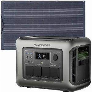 ALLPOWERS R1500 LITE Station lectrique portable 1600W 1056Wh  R1500 LITESF100 Panneau Solaire 100W