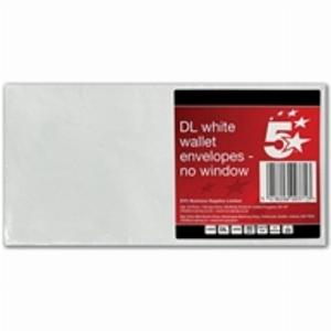62 Discount 5 Star SelfSeal White DL Wallet Envelopes 80gsm Pack of 25