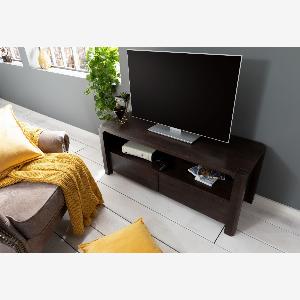 Meuble TV 125x45 Acacia laqué Tabac BUENO 4002