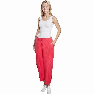 Charlotte West Ladies Linen Relaxed Fit Cargo Pocket Cropped Pants Size 12  Raspberry