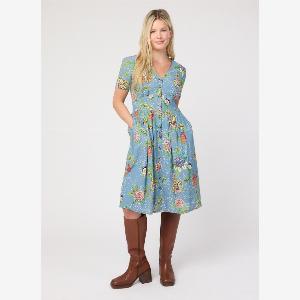 Joanie Clothing Natalie Chintz Floral Print Button Down Tea Dress US 10