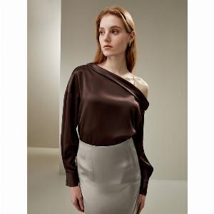 Sconto del 15 su top elegante in seta monospalla LILYSILK caffè scuro