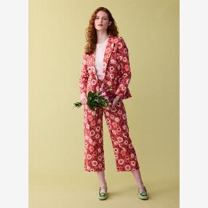 Joanie Clothing Pippa Pink Floral Print High Waist Trousers US 8
