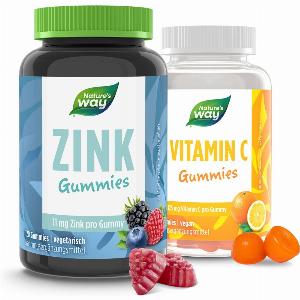 Vitamin C und Zink Set I 125 mg hochdosiertes Vitamin C I 22 mg hochdosiertes Zink I vegetarisch I 180 Stk