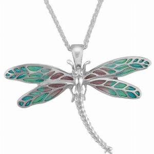 Sterling Silver Enamel Style  Fashion Dragonfly Brooch Necklace