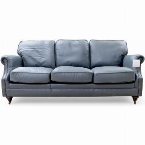 Luxury Vintage 3 Seater Settee Sofa Nappa Grey Leather