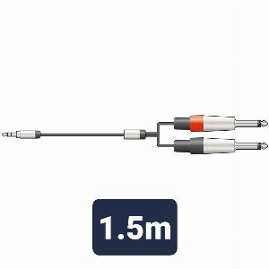15m 35mm TRS Stereo to 2x 14 Jack 635mm x Mono Laptop to Mixer Amp Lead