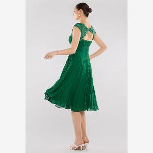 Goddiva Crochet  Pleated Top Midi  Emerald