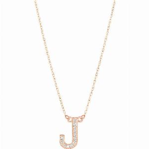 Letter J Diamond Embellished Initial Pendant Necklace in 9ct Rose Gold