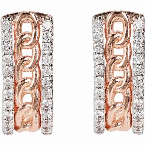 Orecchini a lobo in catena con zirconia cubica ora a 90